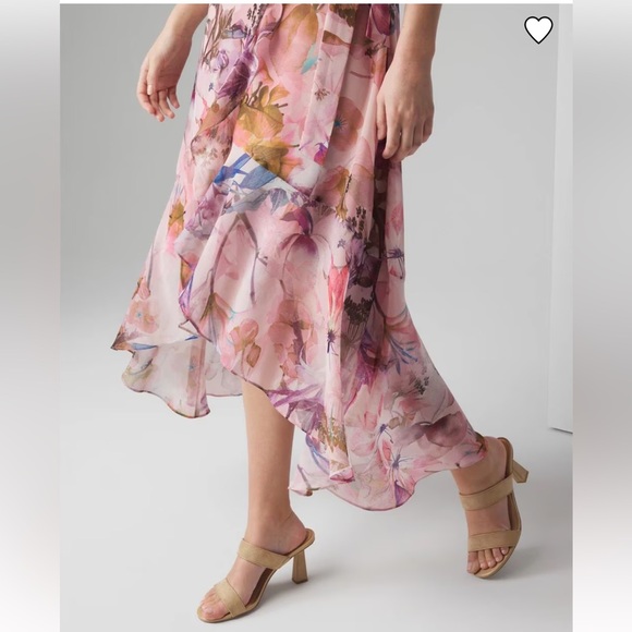 NEW $190 WHBM Floral Pink Maxi Dress vneck wrap dress size 12 - Picture 5 of 9